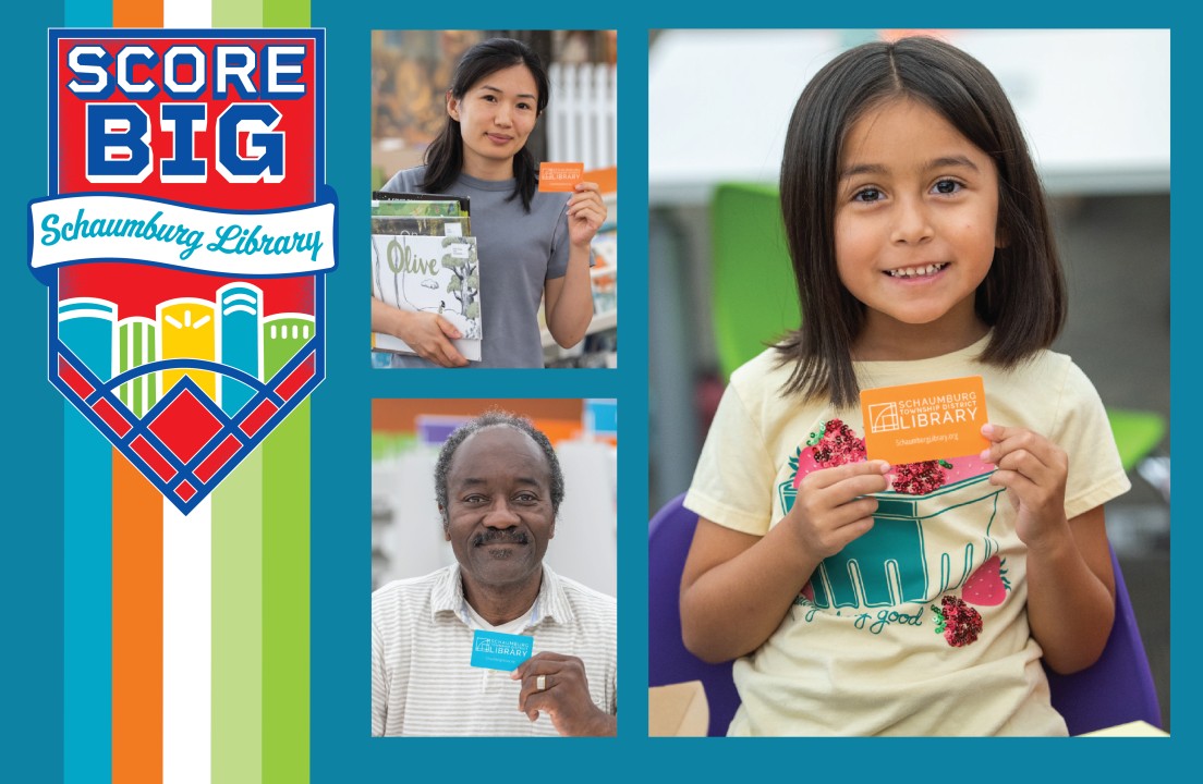 Patrons holding Library cards