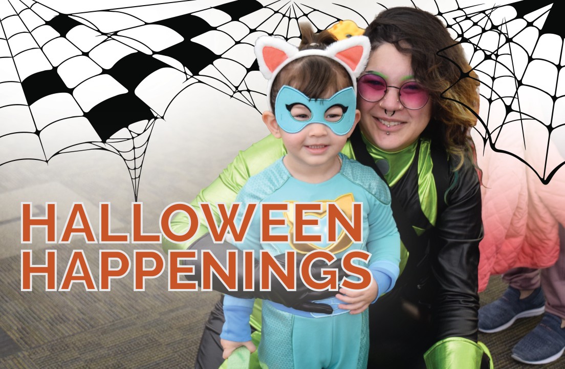 Mother with child in Halloween costume