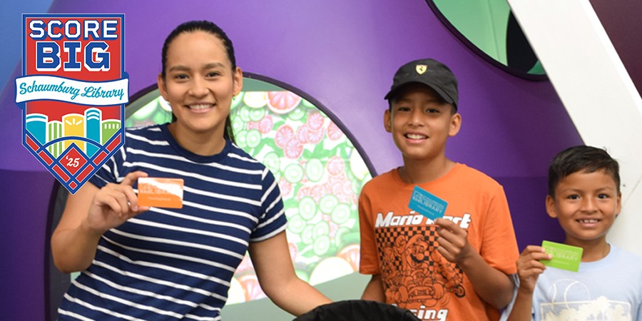 Famiily with Library cards